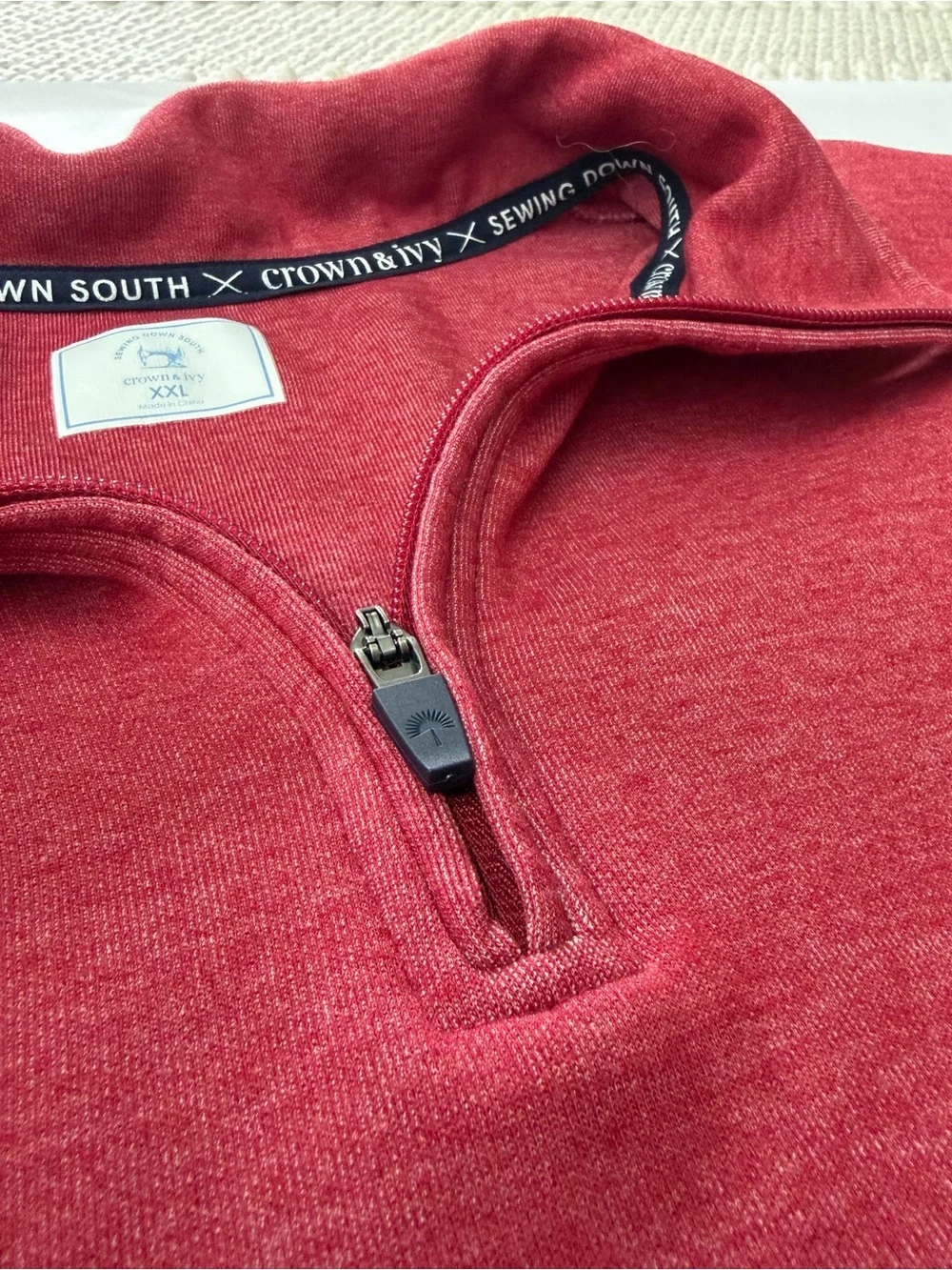 crown & ivy Men's Red Zip-Neck Sweater